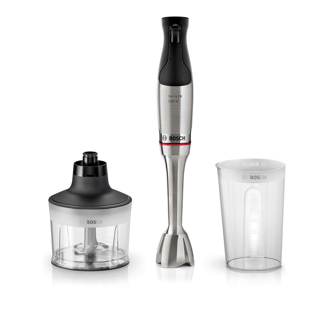 Bosch Stabmixer ErgoMaster Serie 6, Zerkleinerer, einhändig bedienbar, 4 Edelstahl-Klingen verschlei