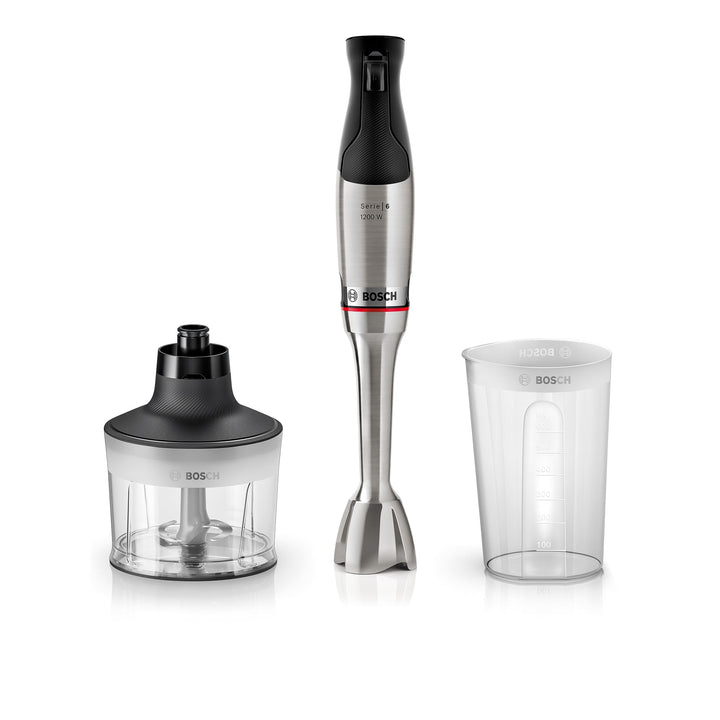Bosch Stabmixer ErgoMaster Serie 6, Zerkleinerer, einhändig bedienbar, 4 Edelstahl-Klingen verschlei