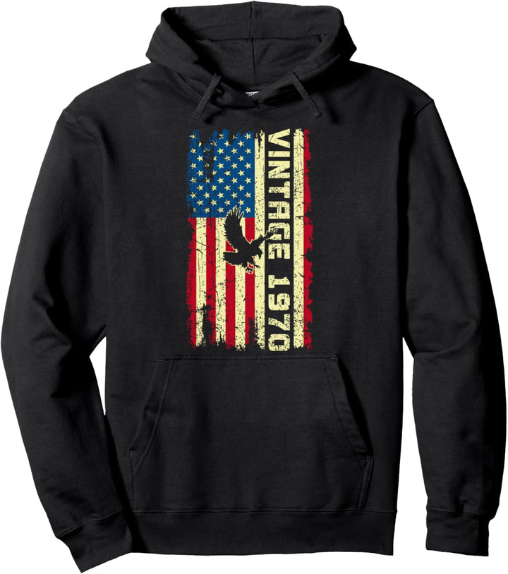Vintage 1970 USA Flag 50 Years Old Great Eagle 50th Birthday Pullover Hoodie