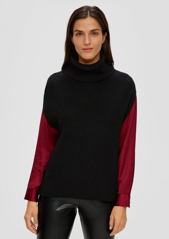 s.Oliver Damen Pullunder mit Rollkragen 38 9999, 38 9999_schwarz