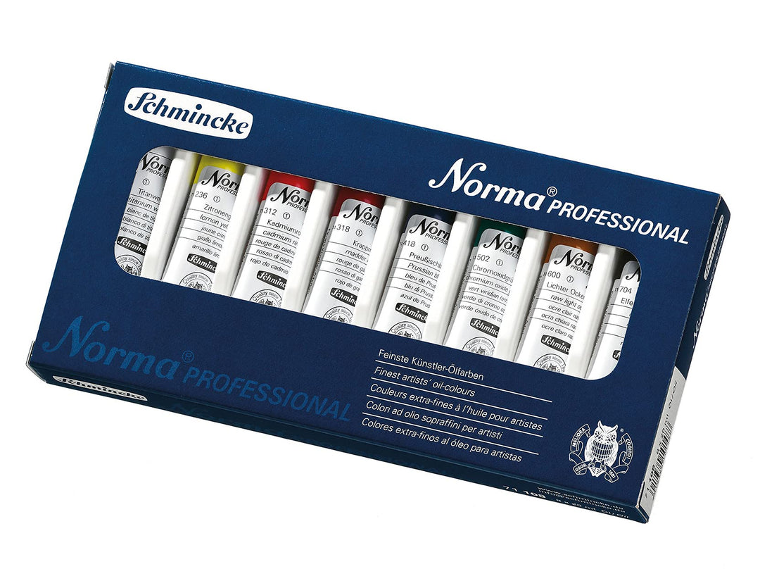 Schmincke - Norma, feinste Künstler-Ölfarben Grundsortiment, 8 x 20 ml, 71 108 097, Kartonset, moder