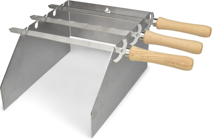 Grillrost.com Das Original Edelstahl Windschutz und Spiesshalter | für Napoleon grosse Sizzle Zone (