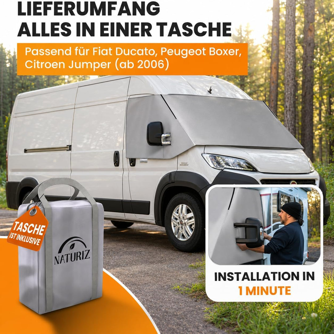 FIAT Ducato Frontscheibenabdeckung – hochwertige, wetterfeste Thermomatte aussen mit effektivem Sonn