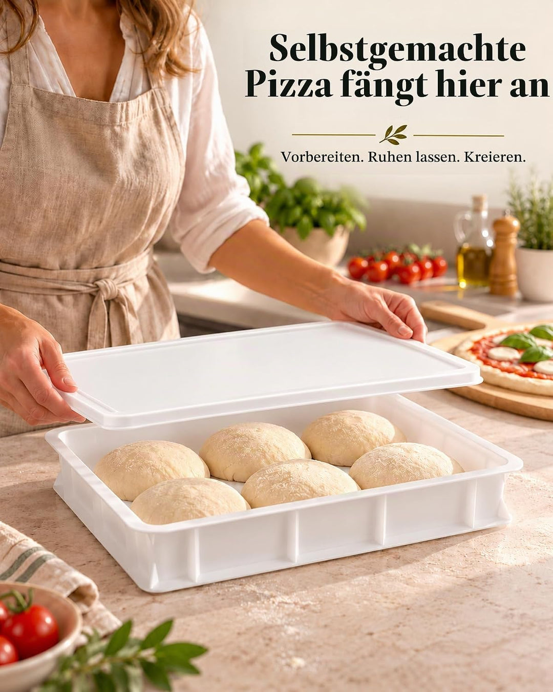 Windfromort Pizzaballenbox – Kunststoff Teigbox – Gärbox Sauerteig &amp; Teig 40×30×10 cm – Pizzateig Bo