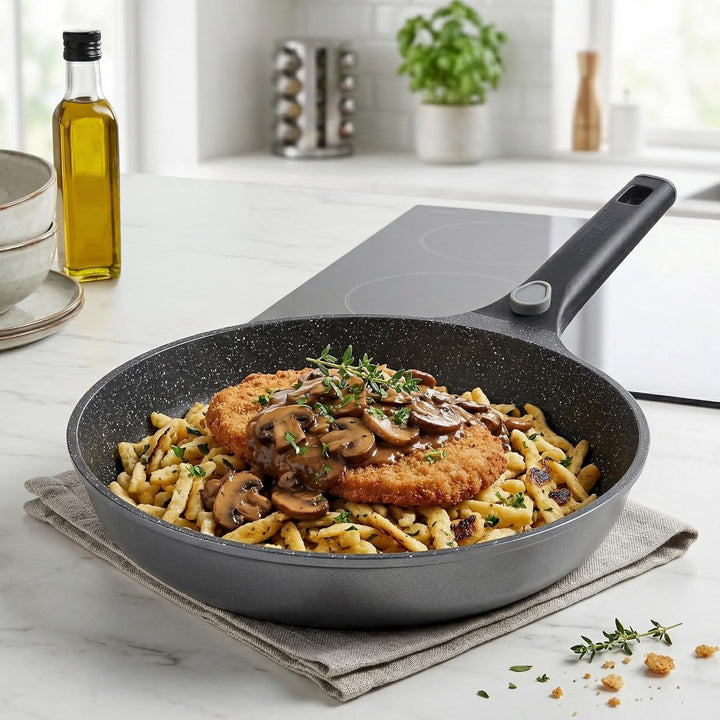 STONELINE SMART Bratpfanne 28 cm, Grosse Pfanne Aluguss, Abnehmbarem Griff, Induktion, Alle Herdarte