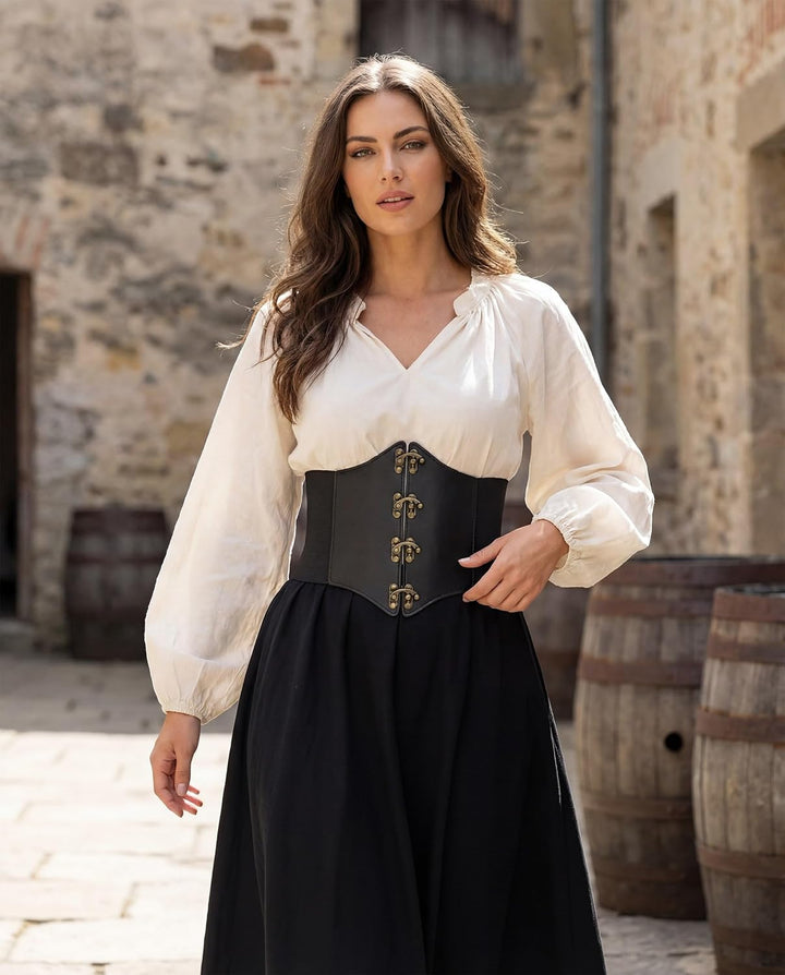 BlackButterfly Kunstleder Korsettgürtel Damen Haken Schwarz M, Schwarz M