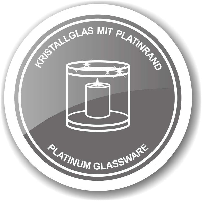 EDZARD Windlicht Molly, Kerzenglas aus mundgeblasenem Kristallglas mit Platinrand, Höhe 15 cm, Durch