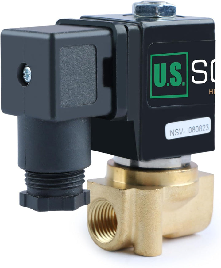 U.S. Solid Elektrisches Magnetventil 1/4 Zoll Messing, DC 12 V Gleichstrom, stromlos geschlossen, Vi