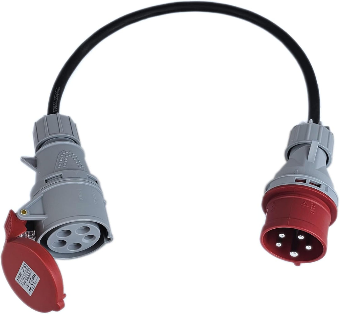 RoadEu - CEE Adapter 32A auf 32A mit Phasenwender - Starkstrom Adapter 32A Stecker auf 32A Kupplung
