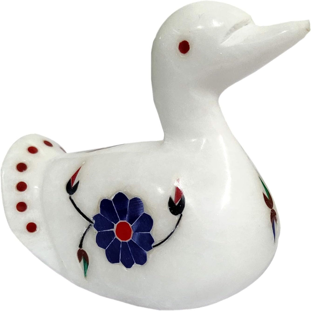 Purpledip Marmor-Statue "Divine Duck", Edelstein-Inlay, Sammlerstück (12105)
