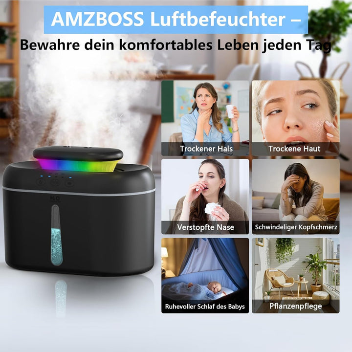 Luftbefeuchter – Ultra-Leise, Grosskapazität 2L, mit 7-Farbiger Atmosphärenbeleuchtung, Automatische