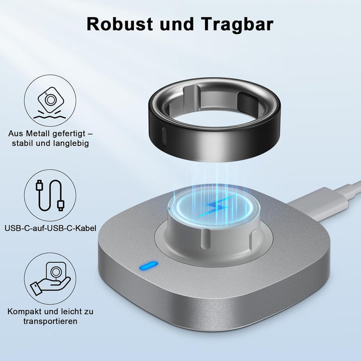 ZOOROO Ladegerät kompatibel mit Oura Ring Gen 4/4 Ceramic, Schnelllade-Dock mit USB C Kabel Tragbare