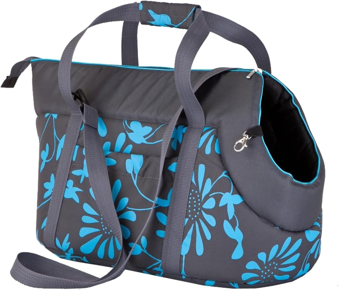 DOGGY Hobbydog TORGWK8 Hundetasche Tragetasche Katzentasche, Grösse 22 x 20 x 36 cm, grau mit Blumen
