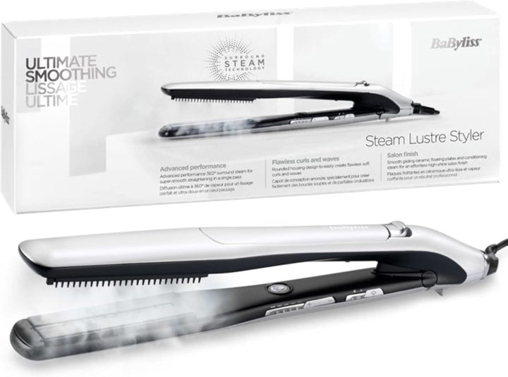 BaByliss Steam Lustre Styler Dampfglätteisen mit Surround-Steam-Technologie ST595E , 1er Pack, Lustr
