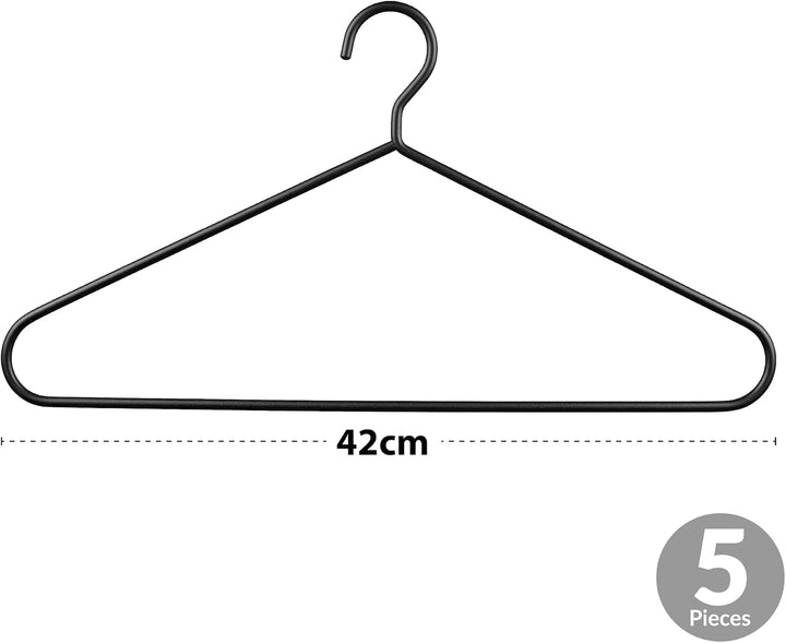 Hangerworld 5 Extra Starke Metall Kleiderbügel 45cm Schwarz Ideal für schwere Kleidung 45 cm, 45 cm