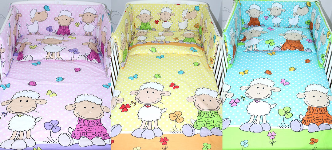 Baby Bettwäsche - Schäfchen- Kinderbettwäsche Babybettwäsche mit Kissenbezug Baumwolle (Türkis, 100