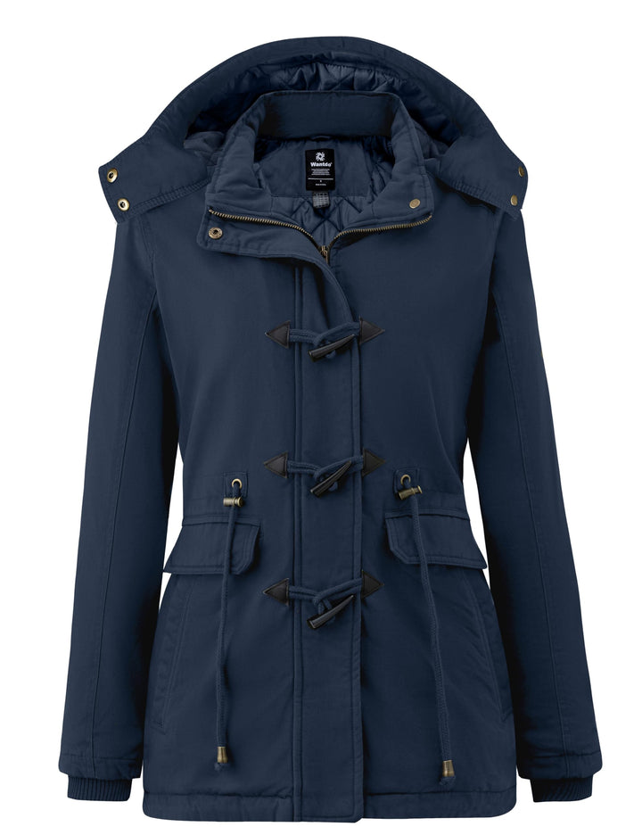 Wantdo Damen Winddichter Warmer Mantel Winter L?ssiger Fleecemantel Klassische Baumwoll Kapuze Jacke