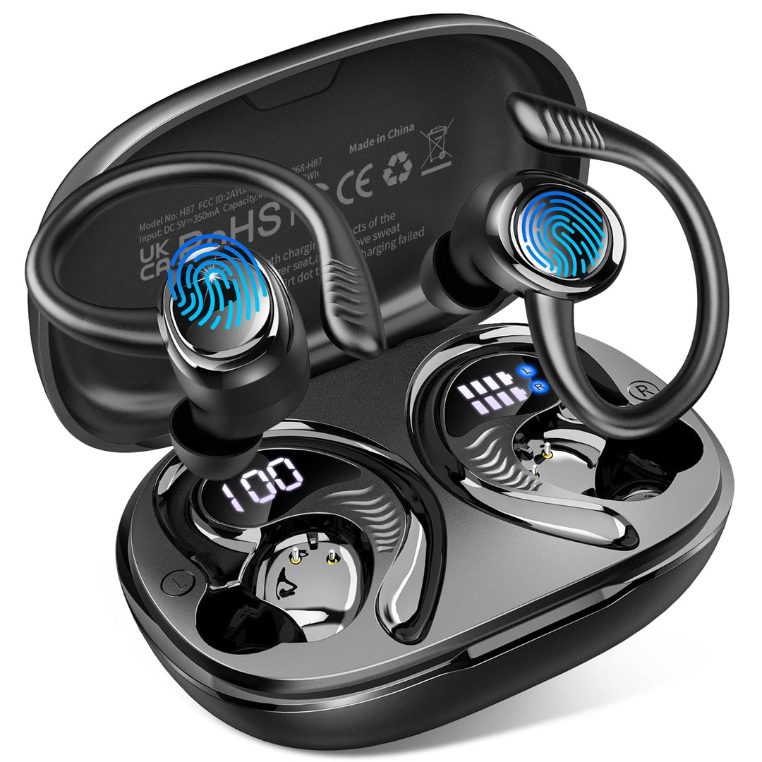 Bluetooth 5.4 Kopfhörer Sport, 2026 Kopfhörer Kabellos Bluetooth 6D Bass | App EQ Steuerung/4 ENC Mi