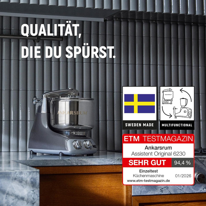 Ankarsrum 6230 BK Original 6230-Black Assistent Original-AKM6230 Kitchen Machine-Black (B), Aluminiu