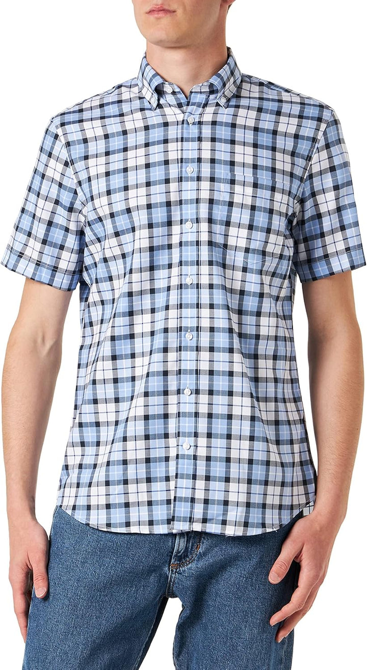 Seidensticker Herren Shaped Fit Kurzarm Hemd Shirt 44 Blau, 44 Blau