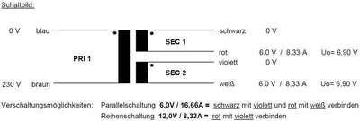 Sedlbauer Ringkerntrafo Transformator 100VA 2x6V für Audio, Industrie, Halogen und Schienensysteme -