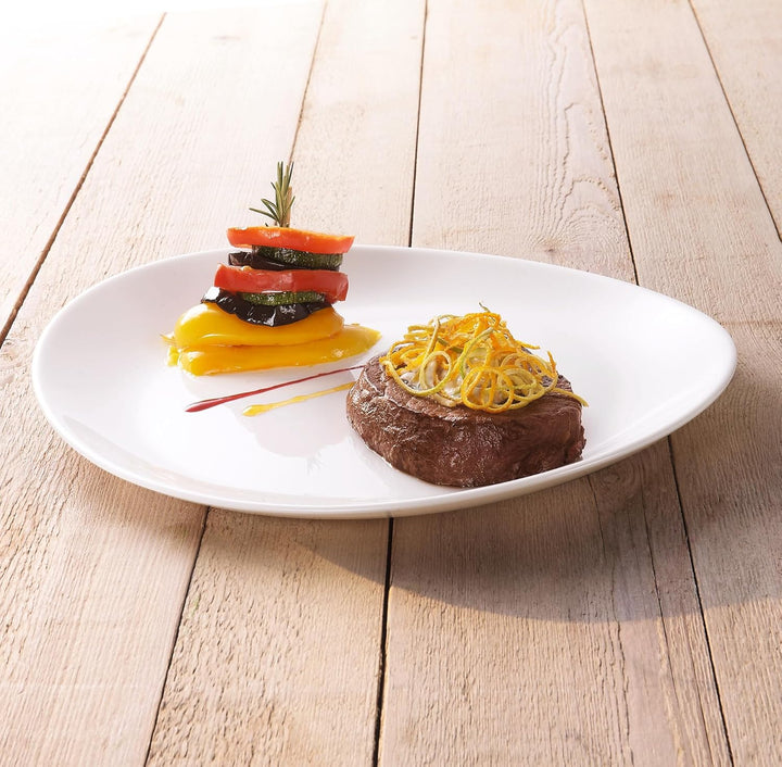 Luminarc 15867, Serie Italian Party, Geschirrset Steakteller 30cm 6 teilig Weiss Steakteller oval 6