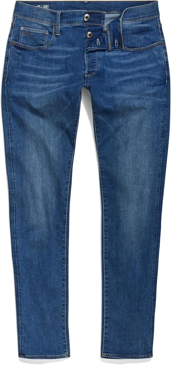 G-Star Raw Herren 3301 Slim Fit Jeans 27W / 32L Blau (Faded Blue 51001-6553-a889), 27W / 32L Blau (F