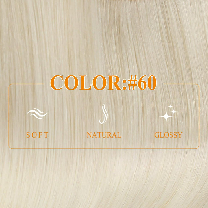 Easyouth Draht on Human Haar Remy Extensions Echthaar mit Draht 78g 40 cm Farbe Platinblond Secret W