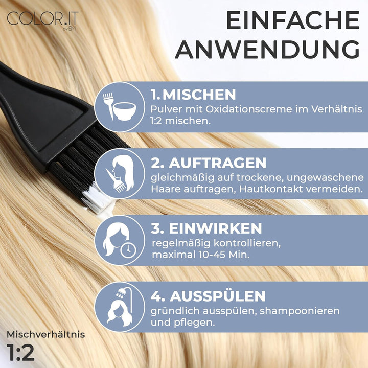 COLOR.IT Professionelles Blondierpulver (3er Pack) Hochwertiges Premium Aufhellungspulver 500g Staub