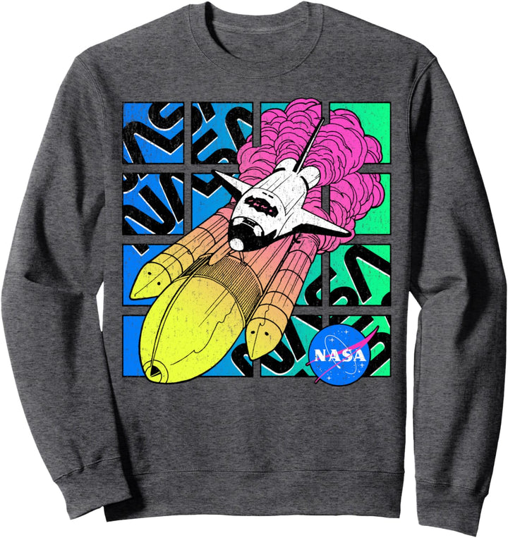 NASA Neon Retro Space Crafts Sweatshirt