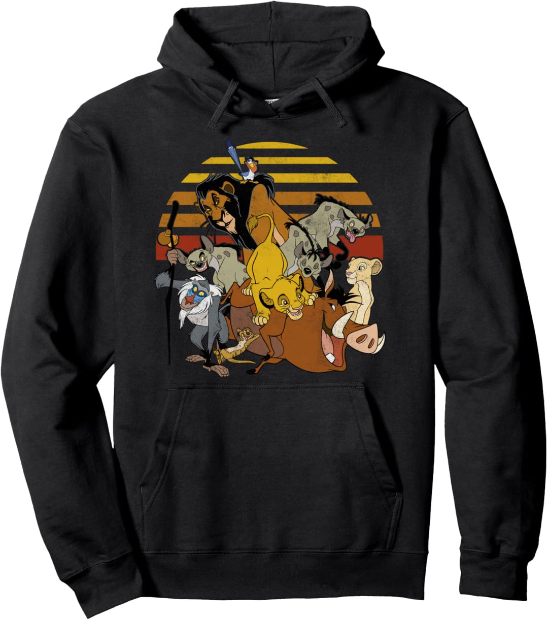 Disney The Lion King Group Shot Sunset Lines Pullover Hoodie