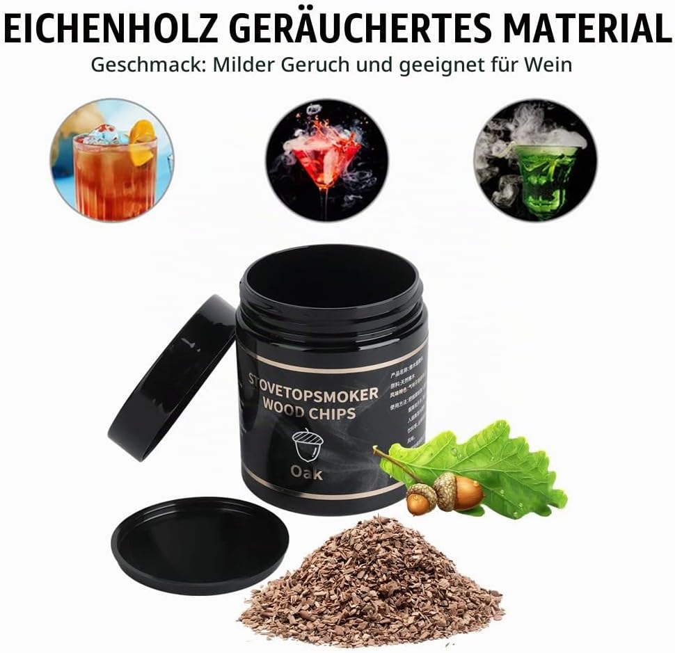 BORUIT Räucherchips aus Holz 90g,100% Alles natürlich Aroma Räucherholz Chips,hohe Qualität Äpfel/Ki