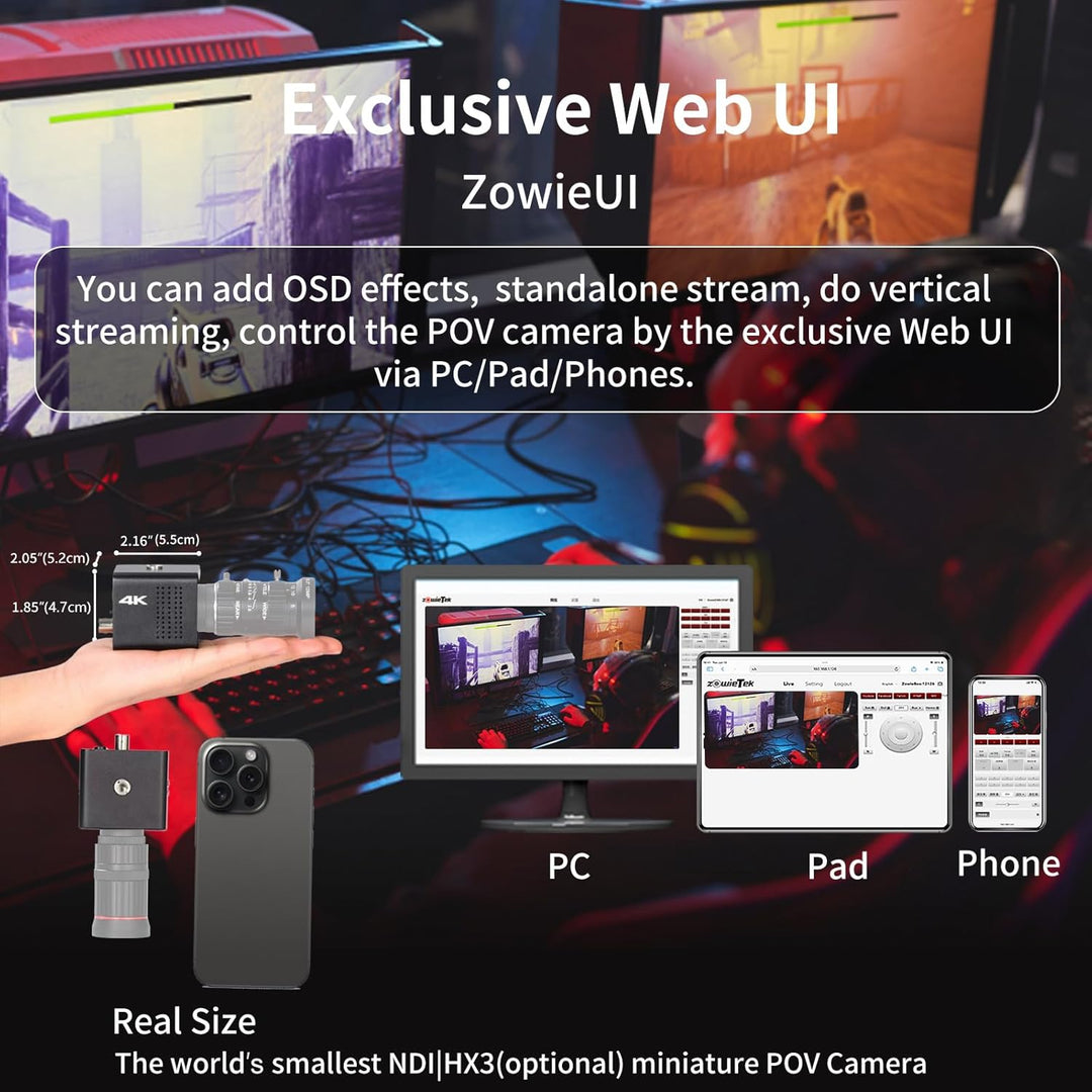 4K POV Box Camera PoE, ZowieCAM, gleichzeitig HDMI und SDI-Ausgang, RTSP/RTMP(en)/SRT, Standalone-Li