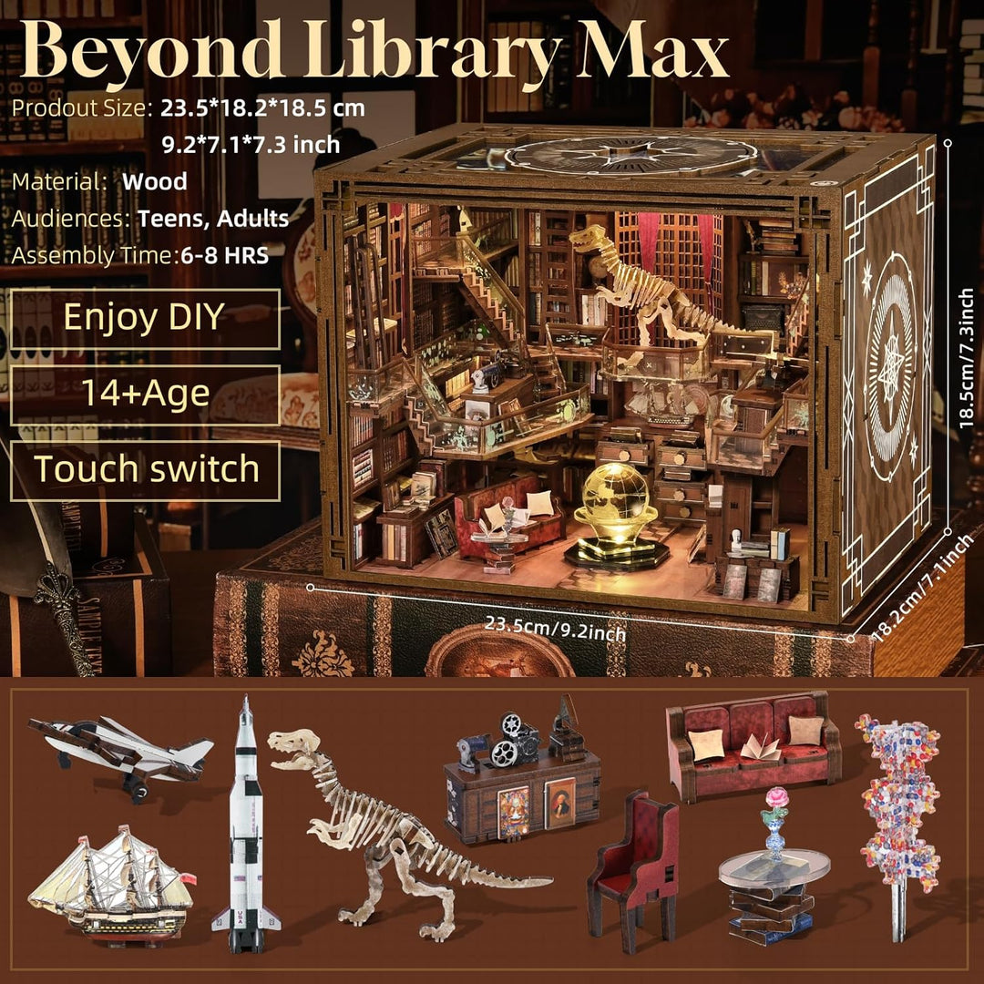 Book Nook Kit, DIY Miniatur Puppenhaus Booknook Kit, 3D Holz Puzzle Bookend Bookshelf Insert Decor m
