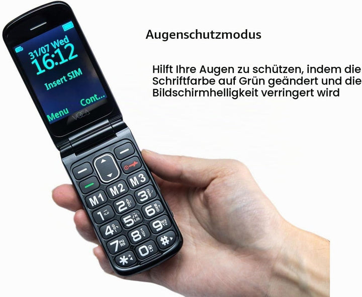 VOCA Klapphandy mit grossen Tasten für Senioren | Entsperrtes 4G LTE | Hohe Lautstärke | SOS-Taste |