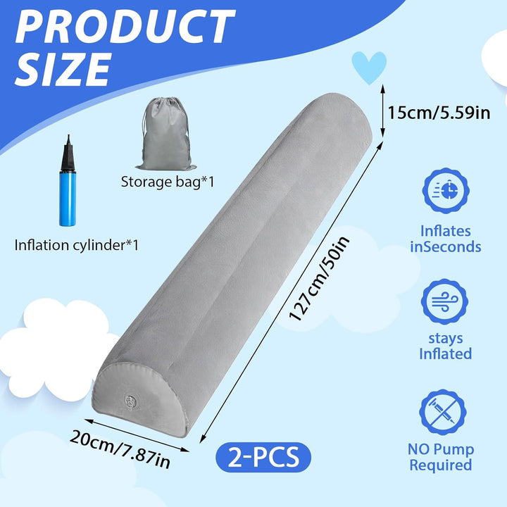 Rausfallschutz Bett, 2er Pack Aufblasbares Bettgitter Rausfallschutz, 127cm Bettkantenschutz Reise f