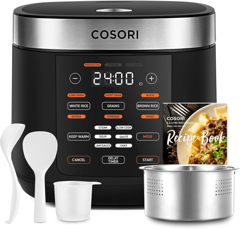 COSORI Reiskocher, Multikocher mit 17 Programme, Rice Cooker 1,8 L, Fuzzy-Logik, Dampfgarer mit Edes