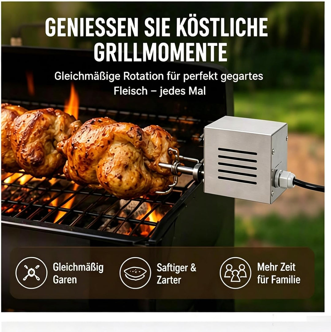 Grillmotor 25W Rotisserie-Motor Edelstahl 60kg Last