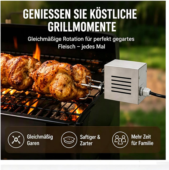 Grillmotor 25W Rotisserie-Motor Edelstahl 60kg Last