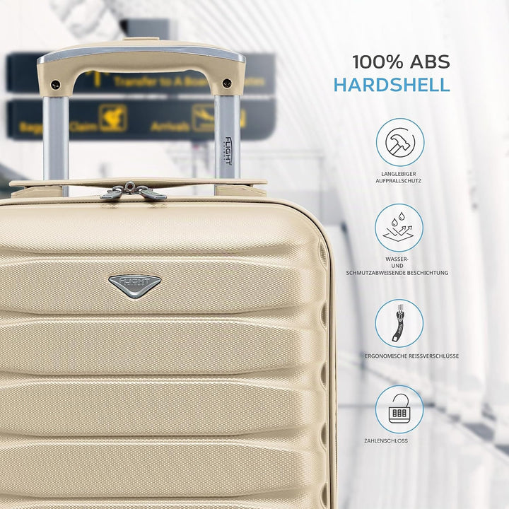 Flight Knight Leichte 4-Rad-abs-hartschalenkoffer Handgepack, Zugelassen Fur Uber 100 Fluggesellscha