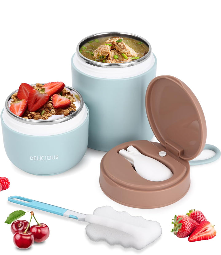 Müslibecher to-Go, Edelstahl Porridge Becher 720ml Auslaufsicher joghurtbecher to go mit löffel und