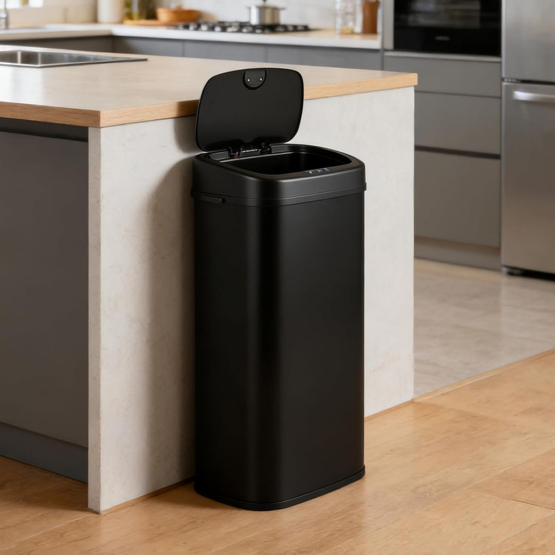 COSTWAY Mülleimer Küche, 68 L Mülltrennsystem 2 Fächer, Abfalleimer aus Edelstahl mit Sensor & Soft-
