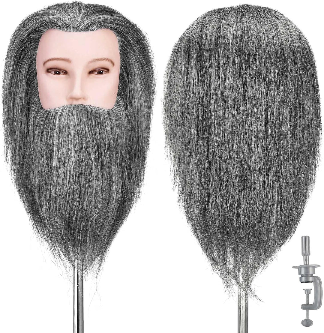 Neverland Männlich Frisierkopf 100% Echthaar mit Bart Friseur Kopf Puppenkopf Echthaar Übungskopf Pu