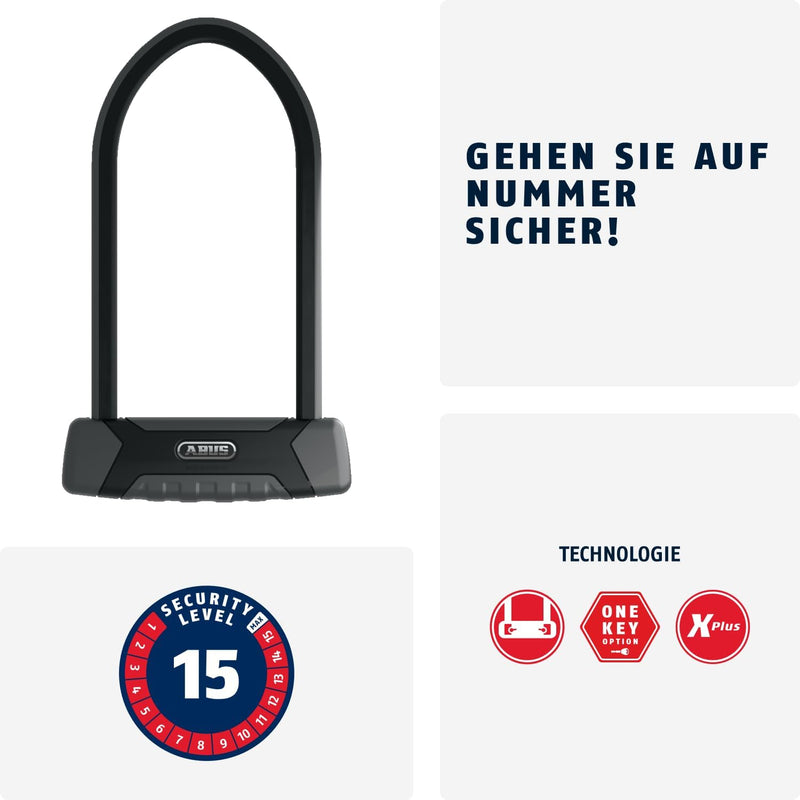 ABUS Bügelschloss Granit XPlus 540 + USH-Halterung - Fahrradschloss mit 13 mm starkem Bügel und XPlu