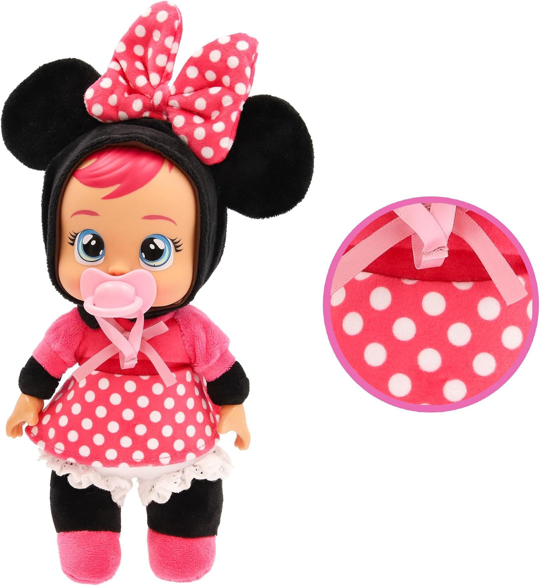Cry Babies Tiny Cuddles Disney Minnie Mouse, Kuschelig weiche Plüschpuppe, Trägt einen Charakteristi