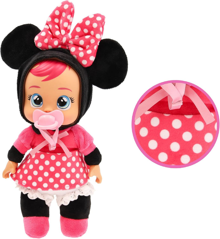 Cry Babies Tiny Cuddles Disney Minnie Mouse, Kuschelig weiche Plüschpuppe, Trägt einen Charakteristi