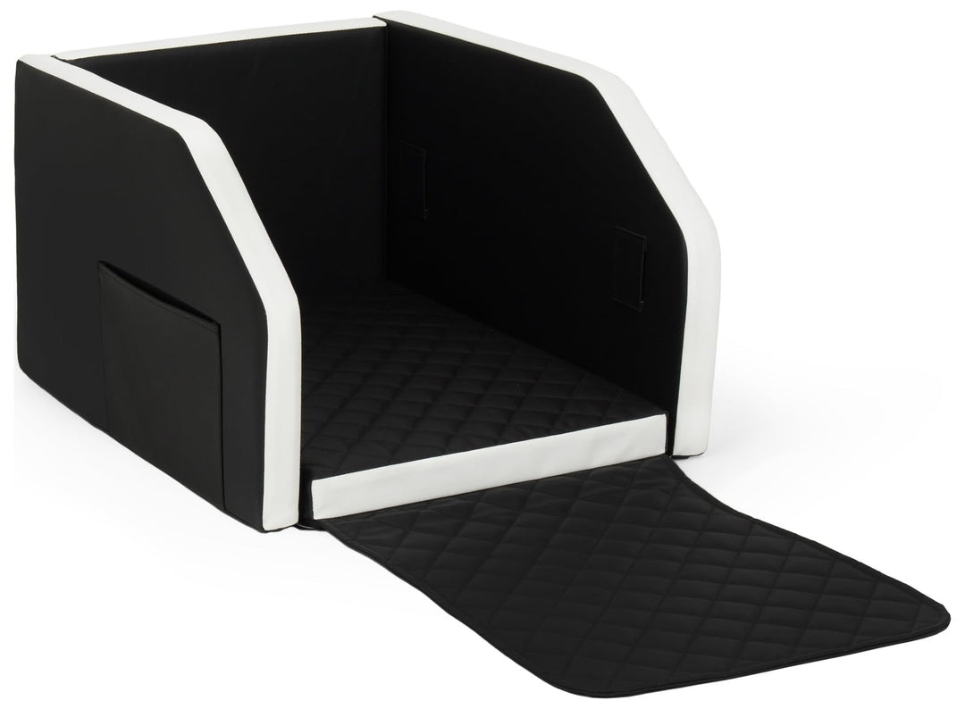 Velinda Autohundebett Hunde-Autositz Hundebett f. Rückbank Hundesitz Modulbett 55x70 cm (Farbe: schw