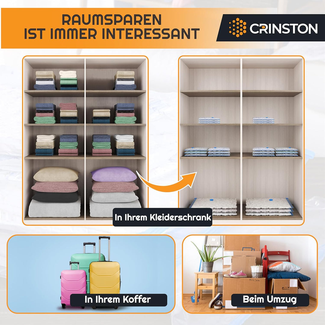 Vakuumbeutel für Kleidung (6 Stück 100x60 cm) Vakuum Wiederverwendbar Kleiderbeutel für Kleidung Bet