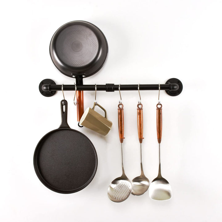 Rohr Topf Pan Rack Wandbefestigte industrielle Utensil Deckel Halter Kochgeschirr Aufhänger Küche Or