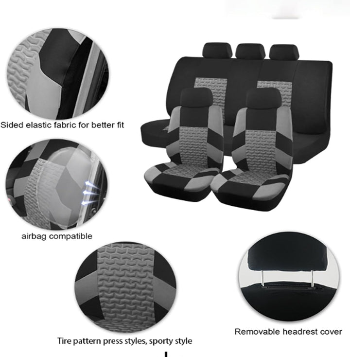 9 Stück Kunstleder Sitzbezüge Auto Set Universal Klassisch Autositzbezüge Sitzschoner Schonbezug Aut